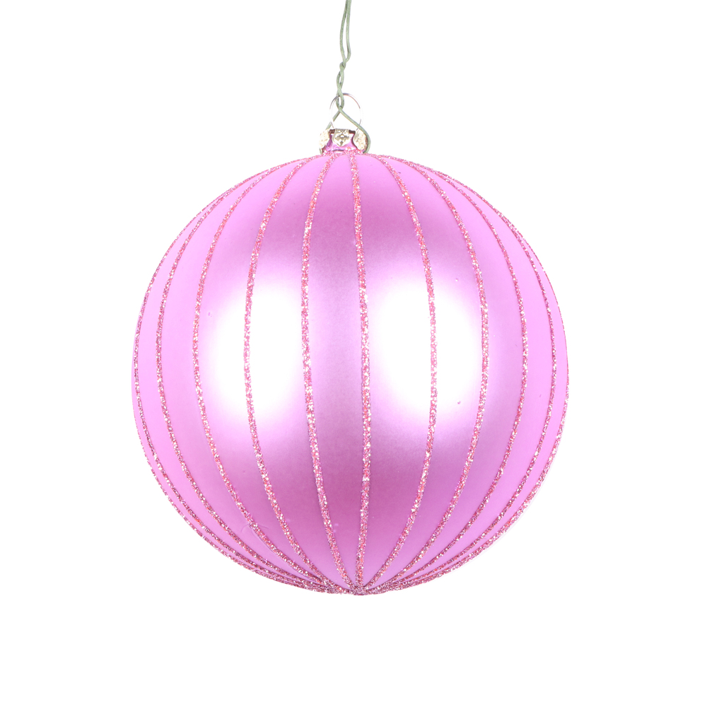 4 Inch Orchid Matte Glitter Round Christmas Ball Ornament Shatterproof