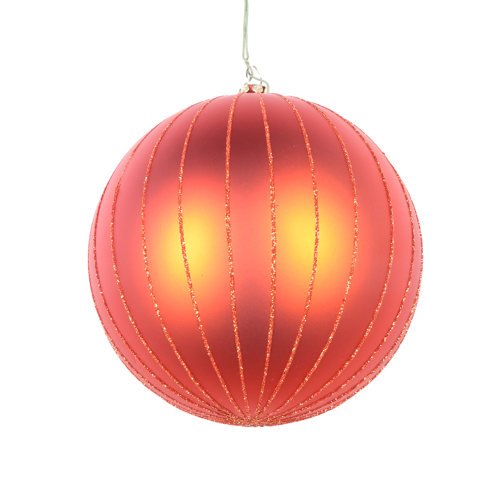 Christmastopia.com 5 Inch Burnished Orange Glitter Round Christmas Ball Ornament Shatterproof