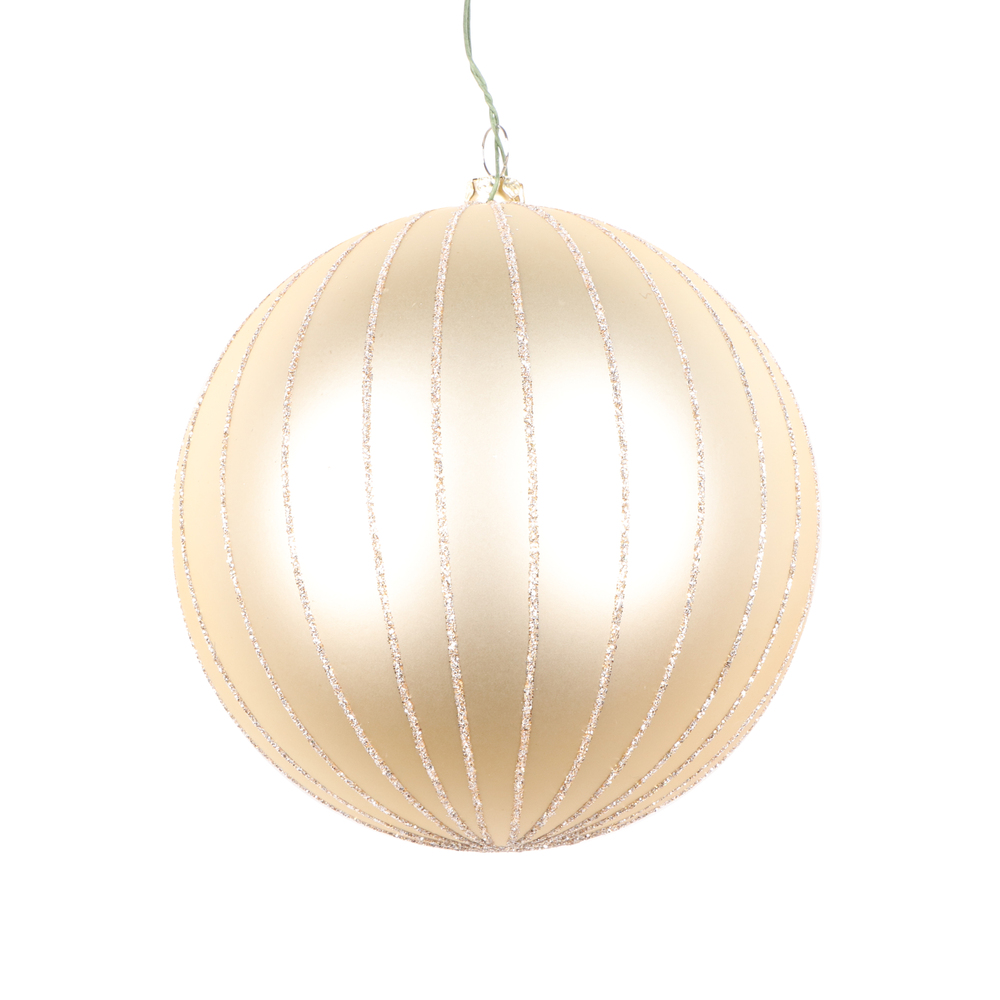 Christmastopia.com 5 Inch Champagne Matte Glitter Round Christmas Ball Ornament Shatterproof