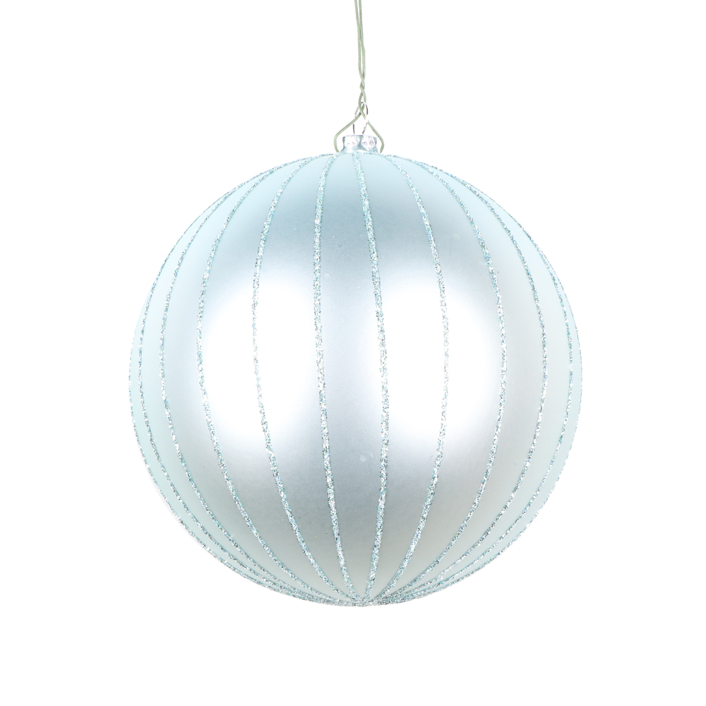 5 Inch Frosty Mint Matte Glitter Round Christmas Ball Ornament Shatterproof