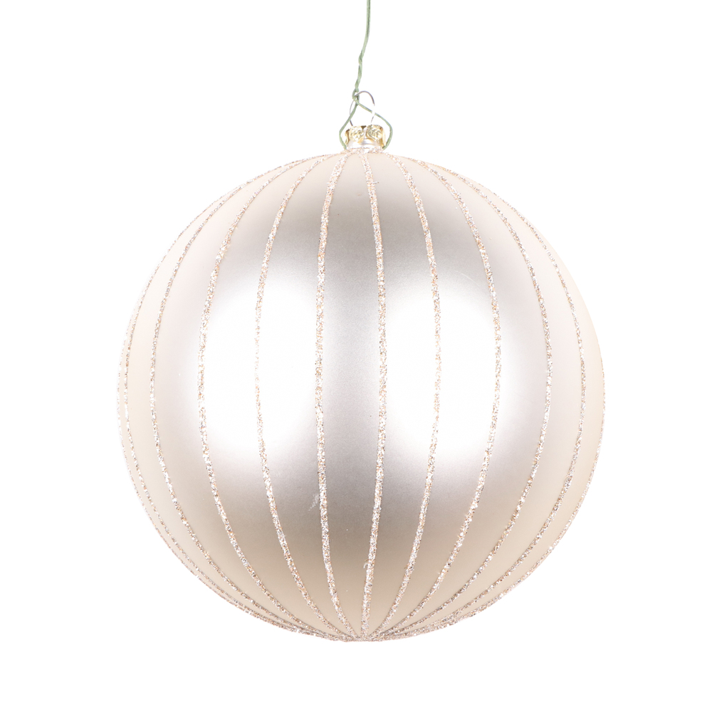 Christmastopia.com 5 Inch Oat Matte Glitter Round Christmas Ball Ornament Shatterproof