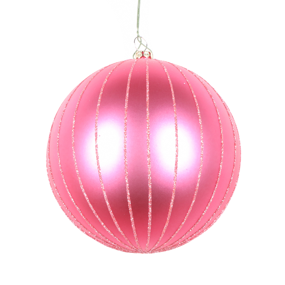 5 Inch Mauve Matte Glitter Round Christmas Ball Ornament Shatterproof