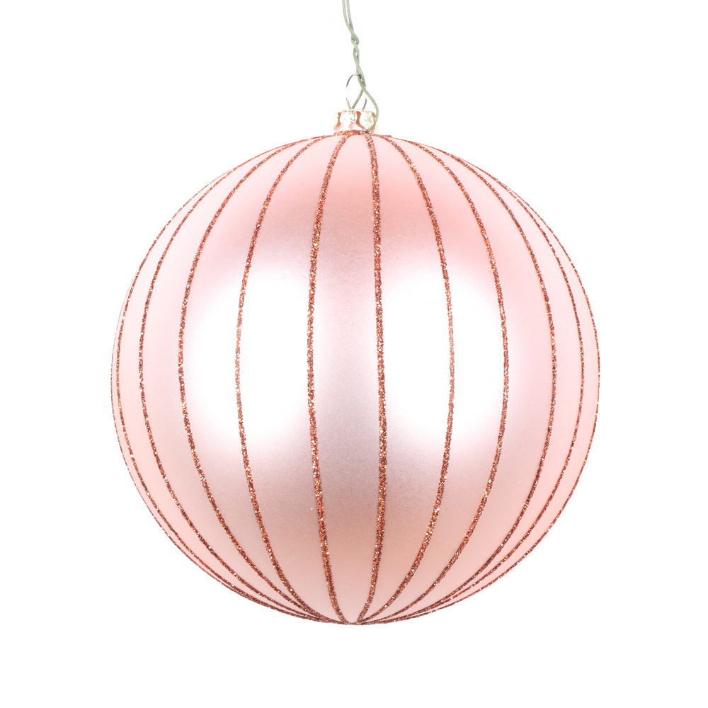 Christmastopia.com 5 Inch Rose Gold Matte Glitter Round Christmas Ball Ornament Shatterproof