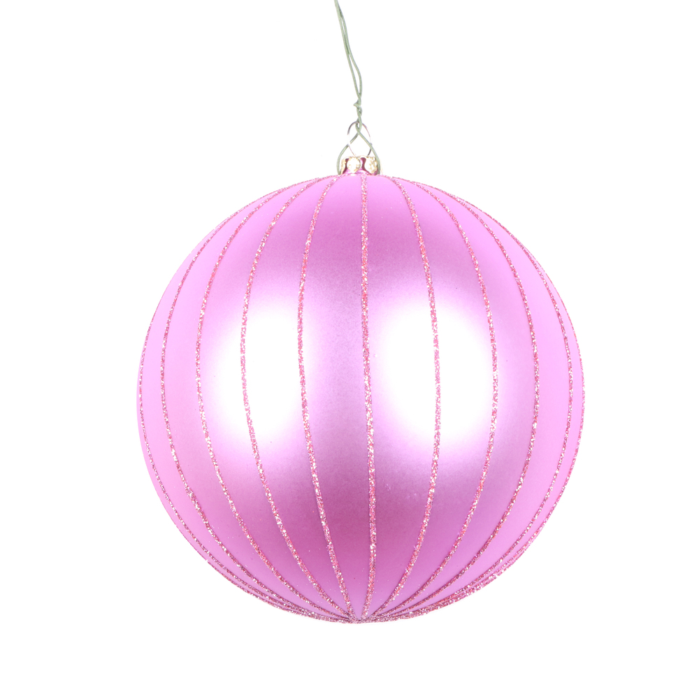 5 Inch Orchid Matte Glitter Round Christmas Ball Ornament Shatterproof
