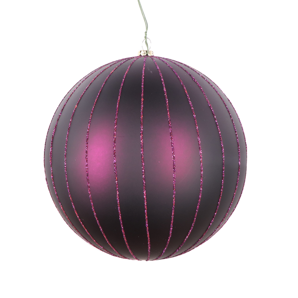 Christmastopia.com 6 Inch Plum Matte Glitter Round Christmas Ball Ornament Shatterproof