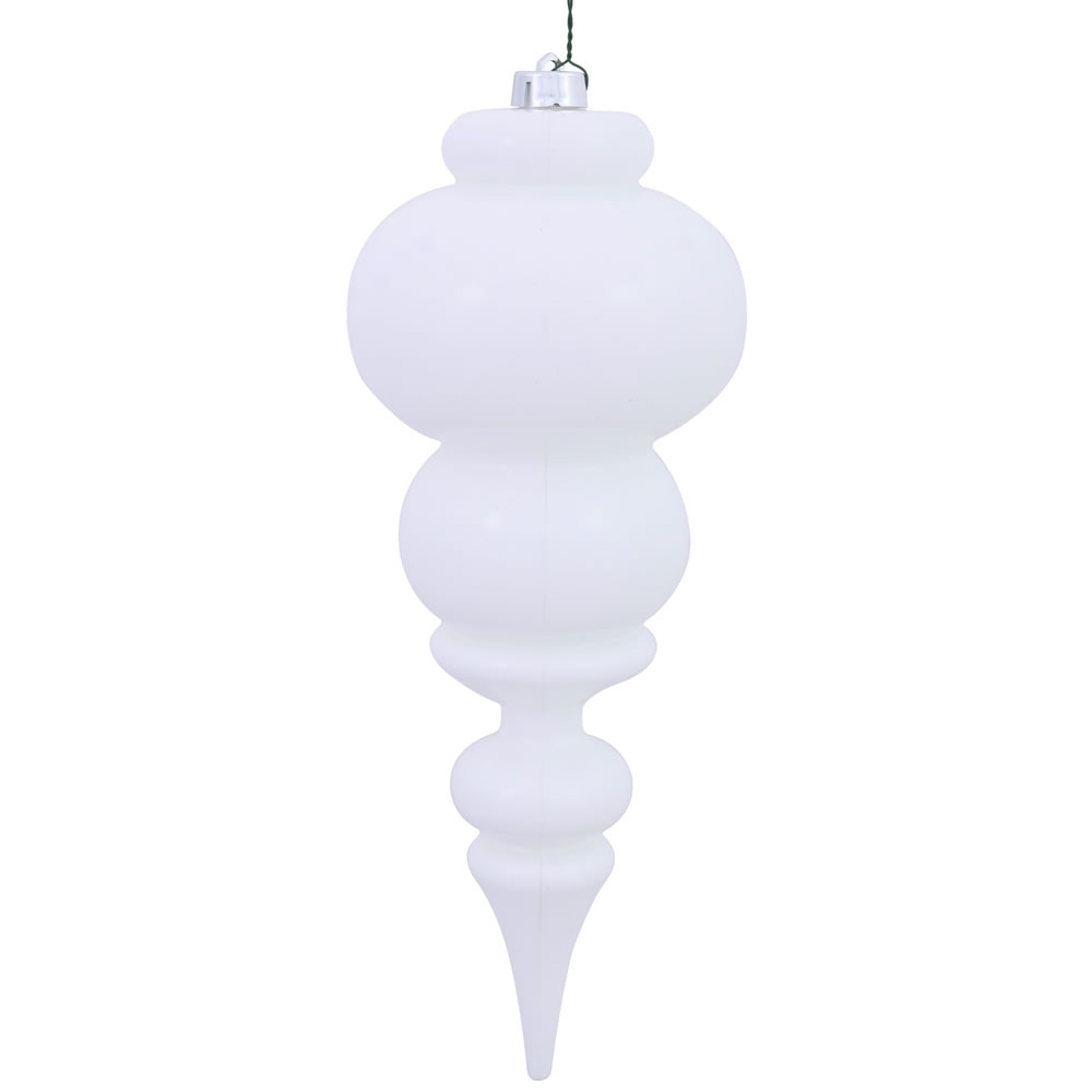 14 Inch White Shiny Finial UV Drilled Christmas Ornament