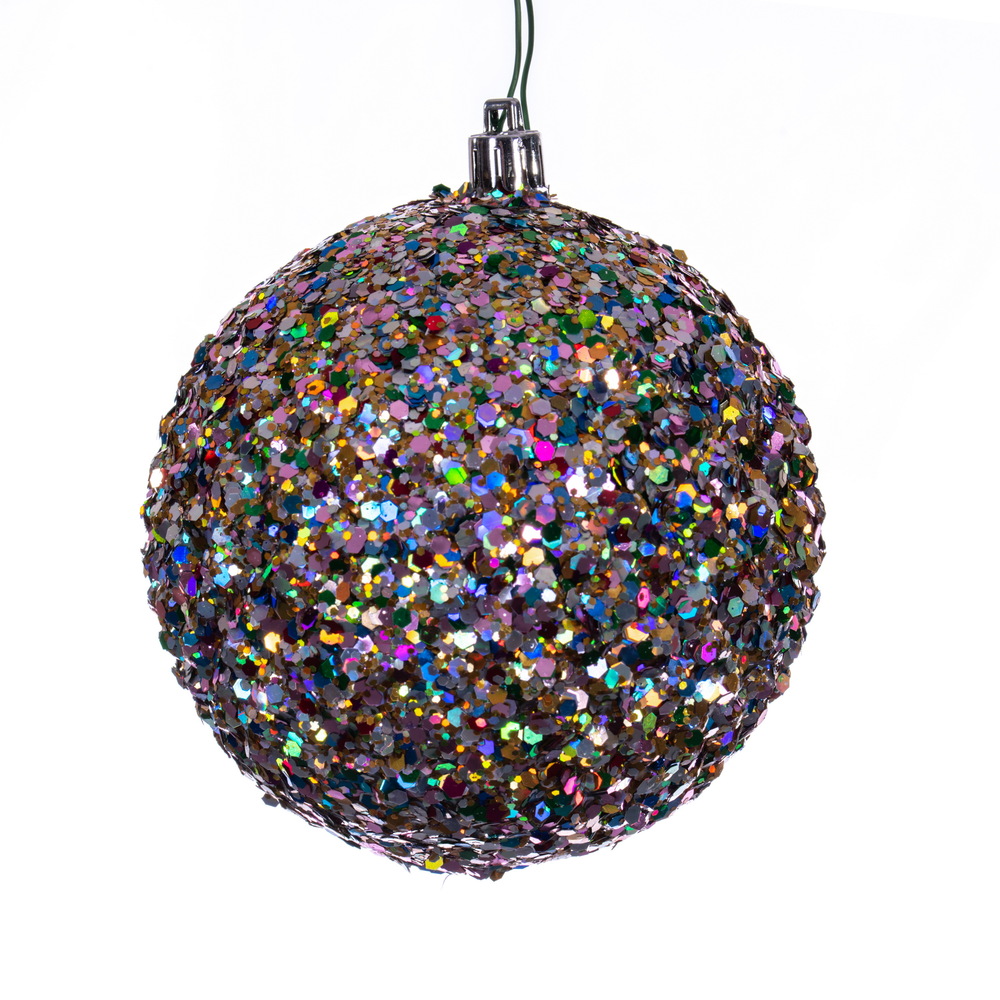 Christmastopia.com 4 Inch Multi-Color Durian Sequin Matte Glitter Round Christmas Ball Ornament Shatterproof