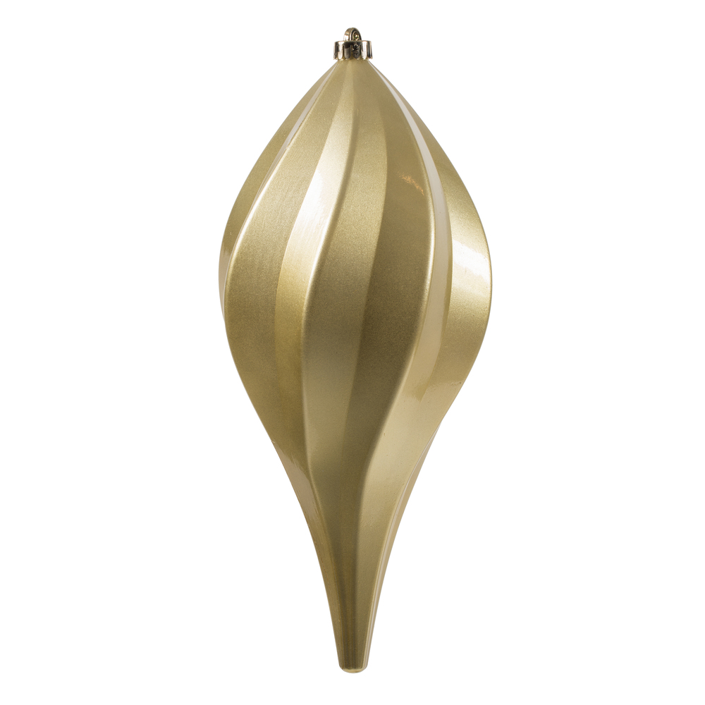 12 Inch Champagne Candy Swirl Drop Christmas Ornament Shatterproof UV