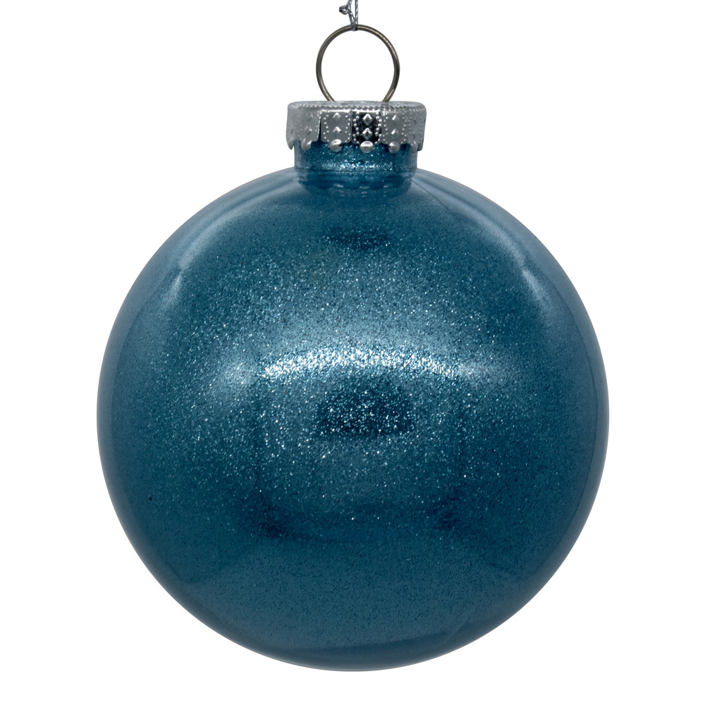 Christmastopia.com 4 Inch Baby Blue Ball Glitter Round Christmas Ball Ornament Shatterproof