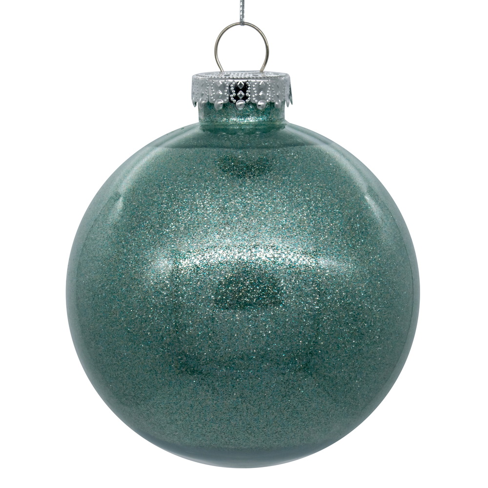 Christmastopia.com 4 Inch Frosty Mint Ball Glitter Round Christmas Ball Ornament Shatterproof