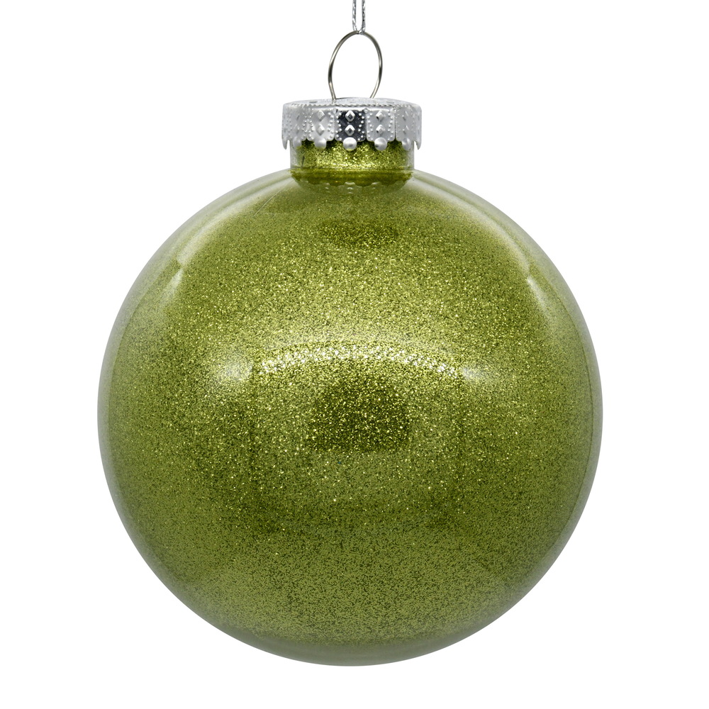 Christmastopia.com 4 Inch Lime Ball Glitter Round Christmas Ball Ornament Shatterproof