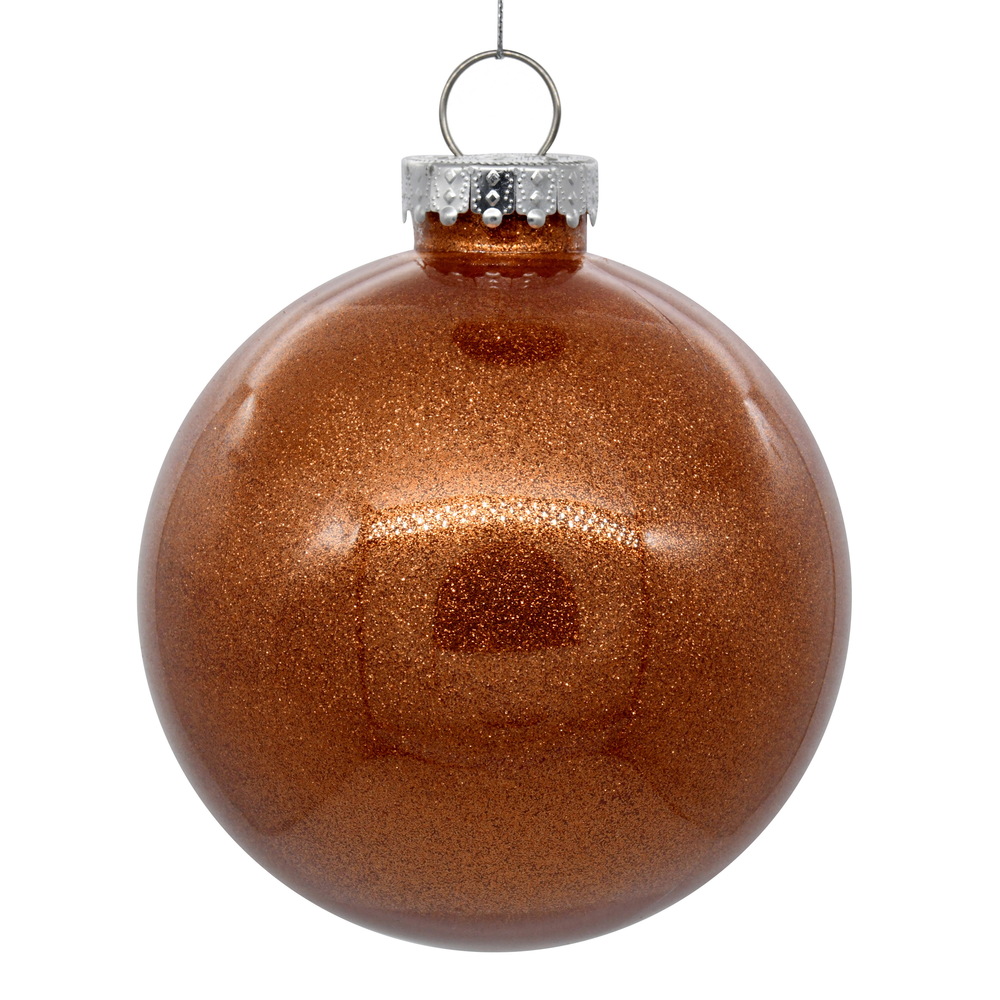 Christmastopia.com 4 Inch Copper Clear Glitter Round Christmas Ball Ornament Shatterproof