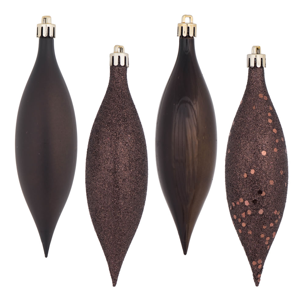 5.5 Inch Chocolate Brown Drop Christmas Ornament Assorted Finishes