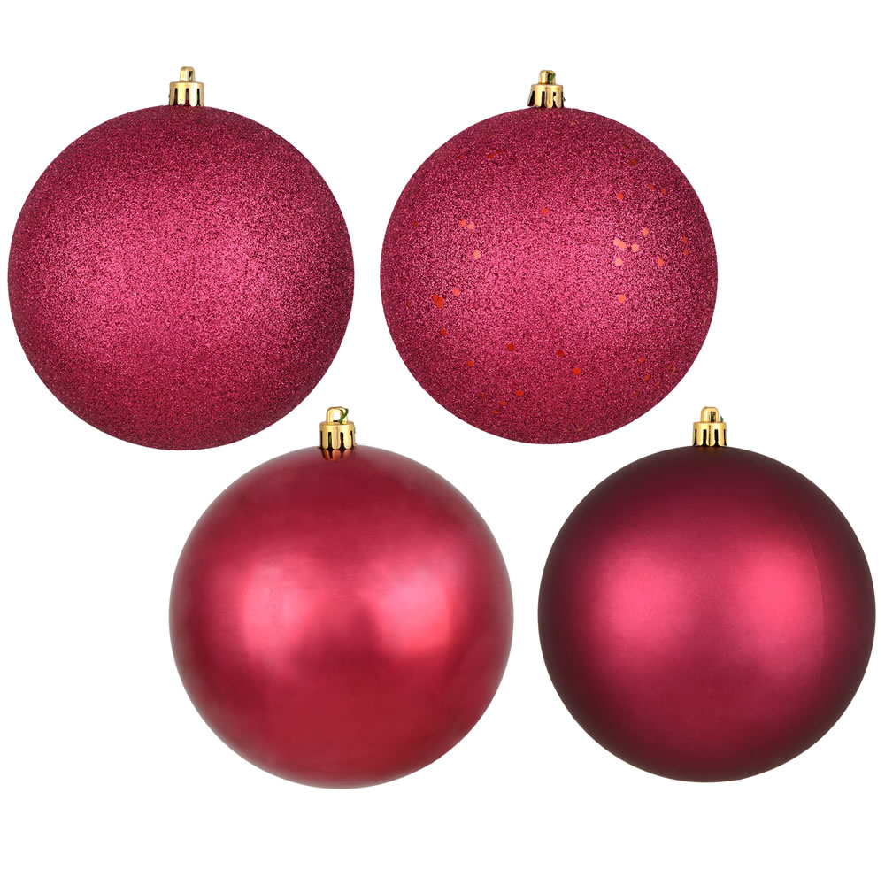 1 Inch Berry Red Round Christmas Ball Ornament Assorted Finishes Shatterproof
