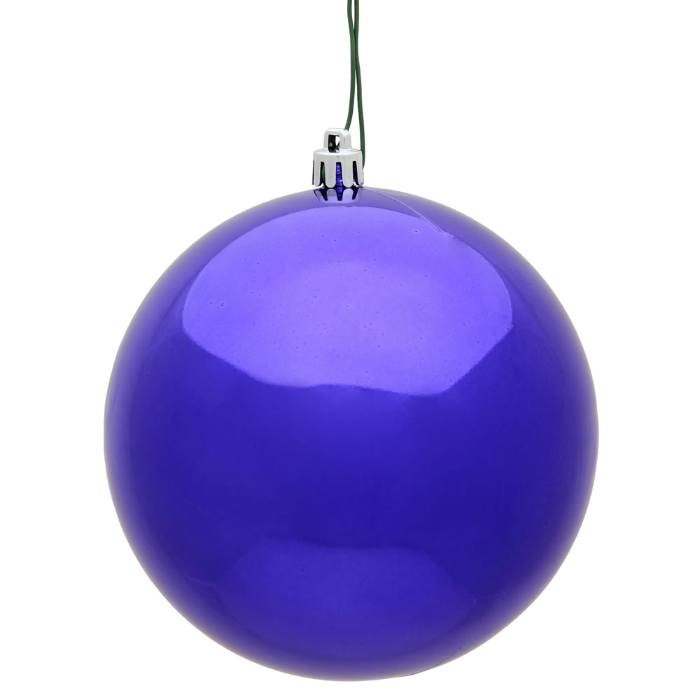 2.4 Inch Purple Shiny Finish Round Christmas Ball Ornament Shatterproof UV