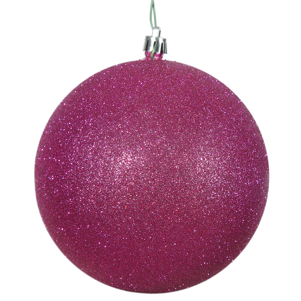 2.75 Inch Magenta Glitter Finish Round Christmas Ball Ornament Shatterproof
