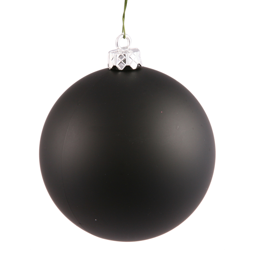 2.75 Inch Black Matte Finish Round Christmas Ball Ornament Shatterproof UV