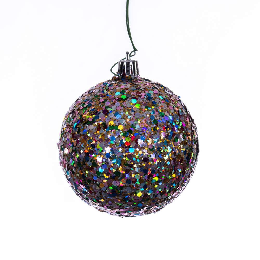 3 Inch Multi-Color Sequin Glitter Round Christmas Ball Ornament Shatterproof
