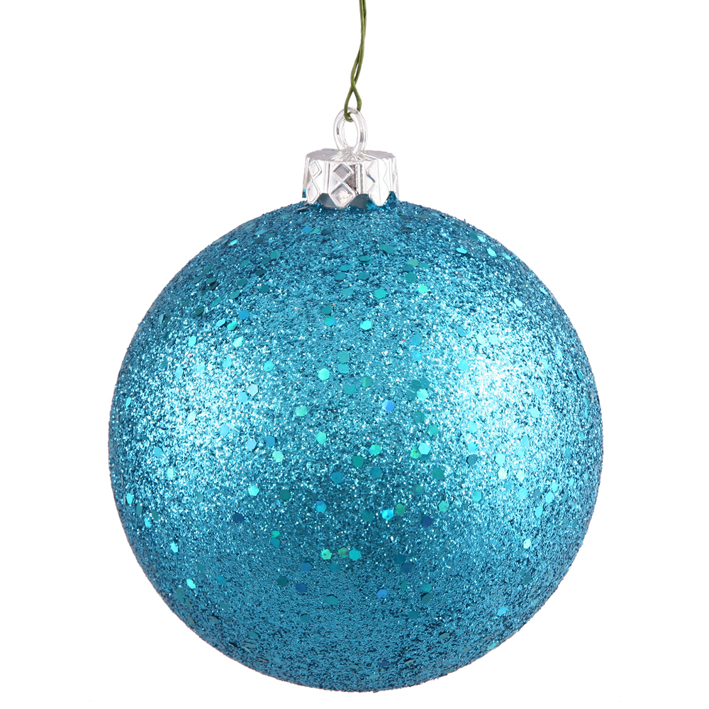 8 Inch Turquoise Sequin Round Christmas Ball Ornament Shatterproof