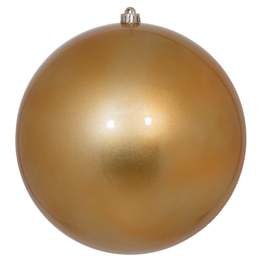 12 Inch Copper Gold Candy Christmas Ball Ornament with UV Drilled Cap