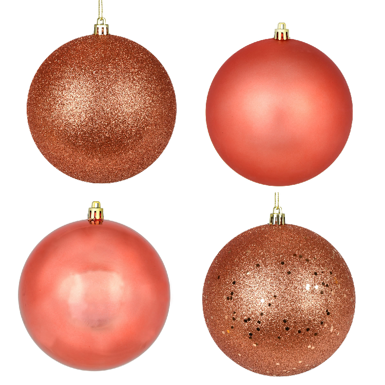 12 Inch Coral Finish Christmas Ball Ornament