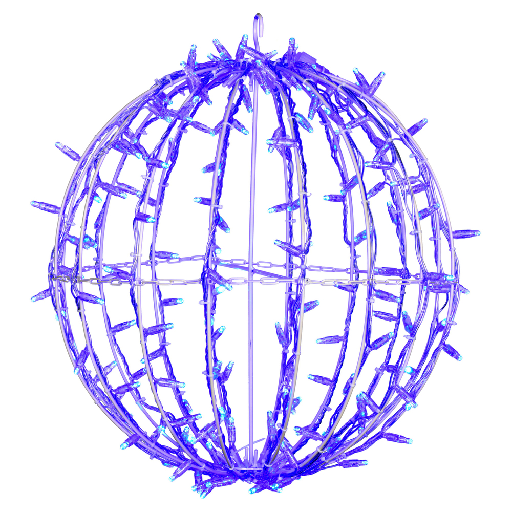 20 Inch Fold Flat Blue Twinkle Jumbo Hanging Sphere LED Lighted Outdoor Christmas Decoration