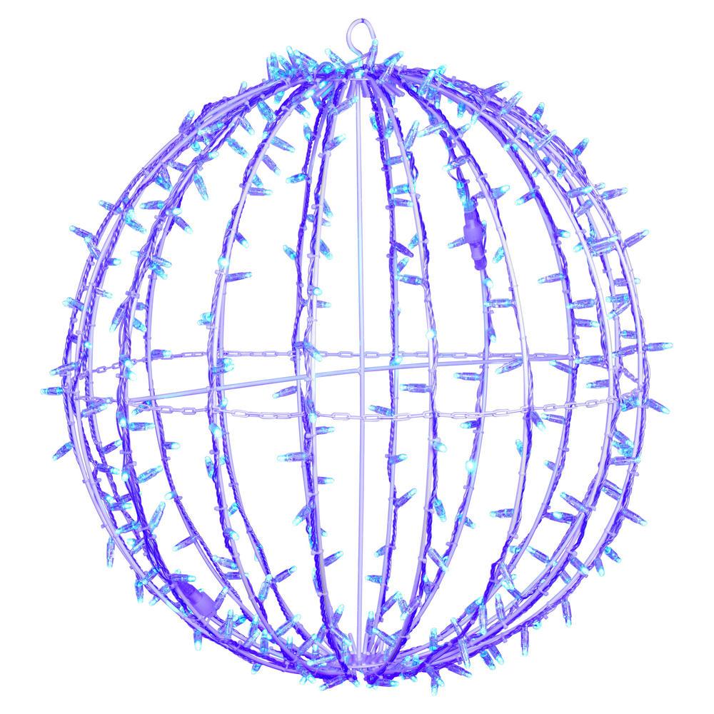 Christmastopia.com 30 Inch Fold Flat Blue Twinkle Jumbo Hanging Sphere LED Lighted Outdoor Christmas Decoration