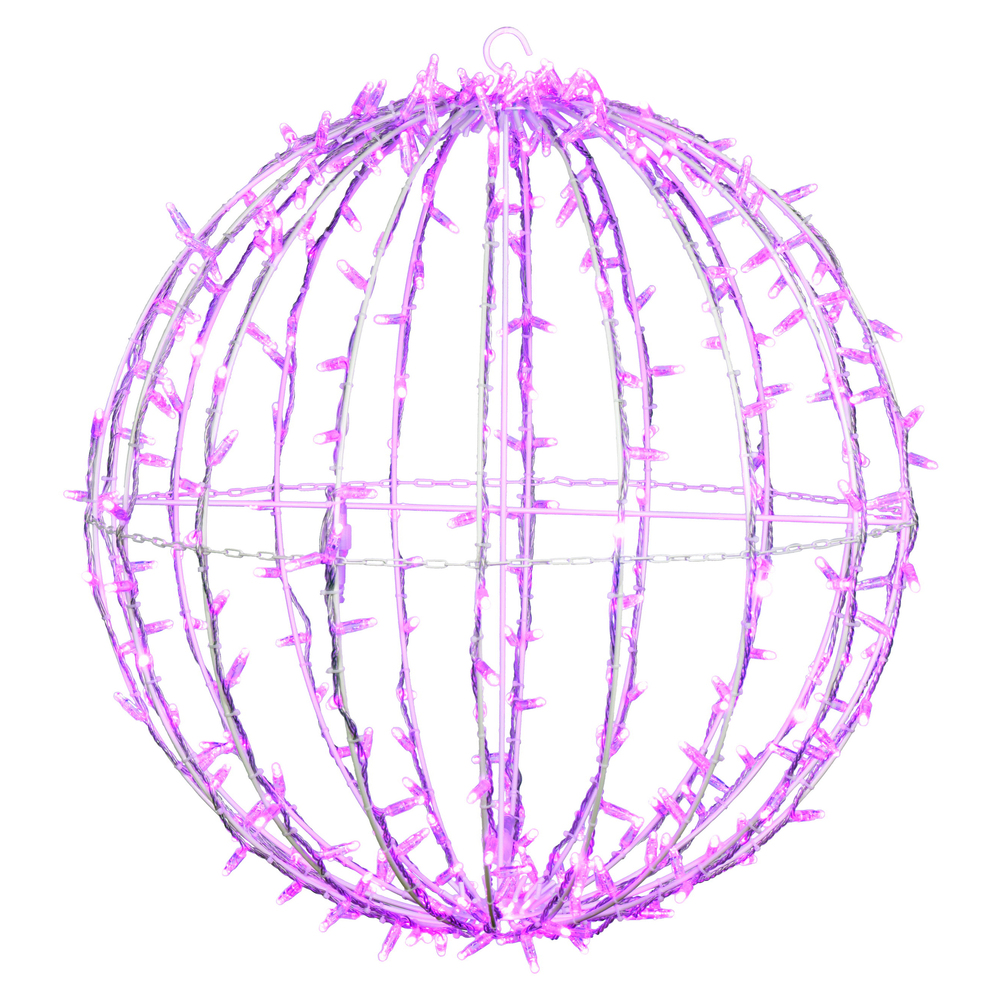 Christmastopia.com 30 Inch Fold Flat Pink Twinkle Jumbo Hanging Sphere LED Lighted Outdoor Christmas Decoration