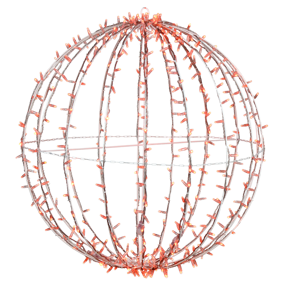 Christmastopia.com 40 Inch Fold Flat Orange Jumbo Hanging Sphere LED Lighted Outdoor Christmas Decoration