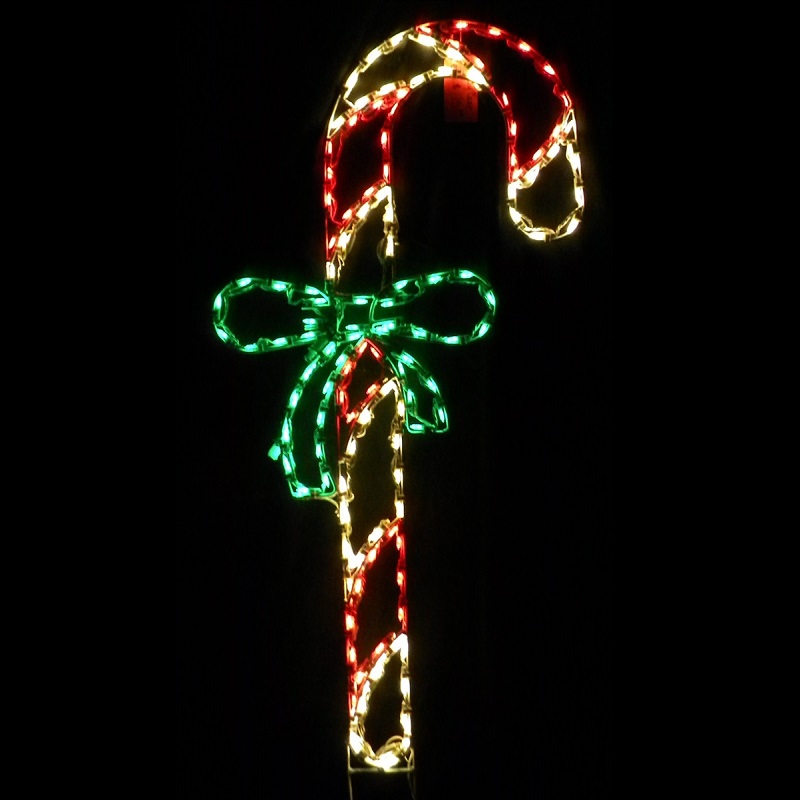 Candy Cane With Bow Led Lighted Outdoor, Outdoor Lighted Candy Canes
