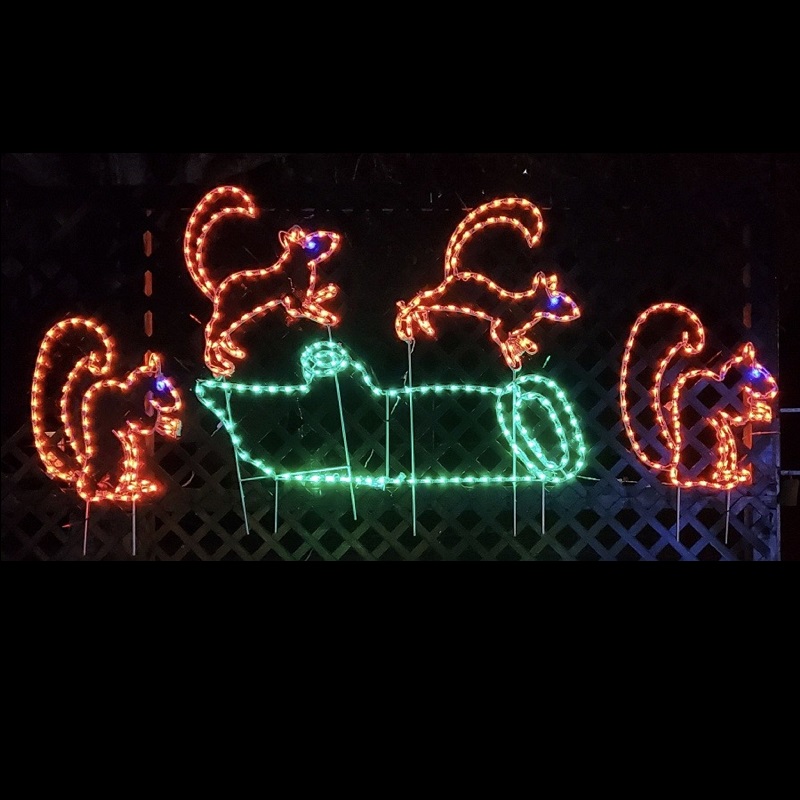 Christmastopia.com Squirrel Jumping Over Log Animated LED Lighted Outdoor Lawn Decoration