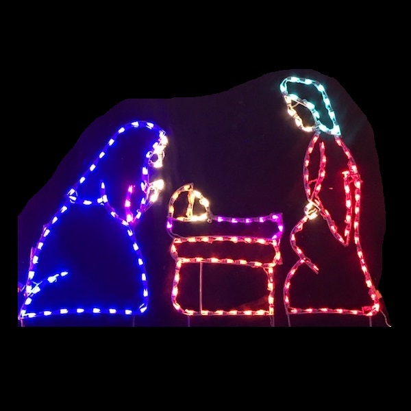 Holy Family Multi Color LED Lighted Outdoor Christmas Nativity Decoration