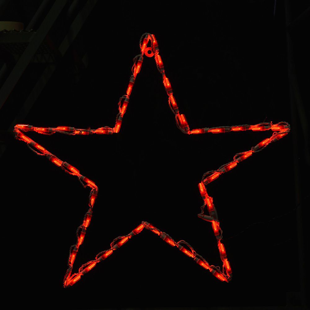 Star Red LED Lighted Outdoor Hanging Decoration Set of 2