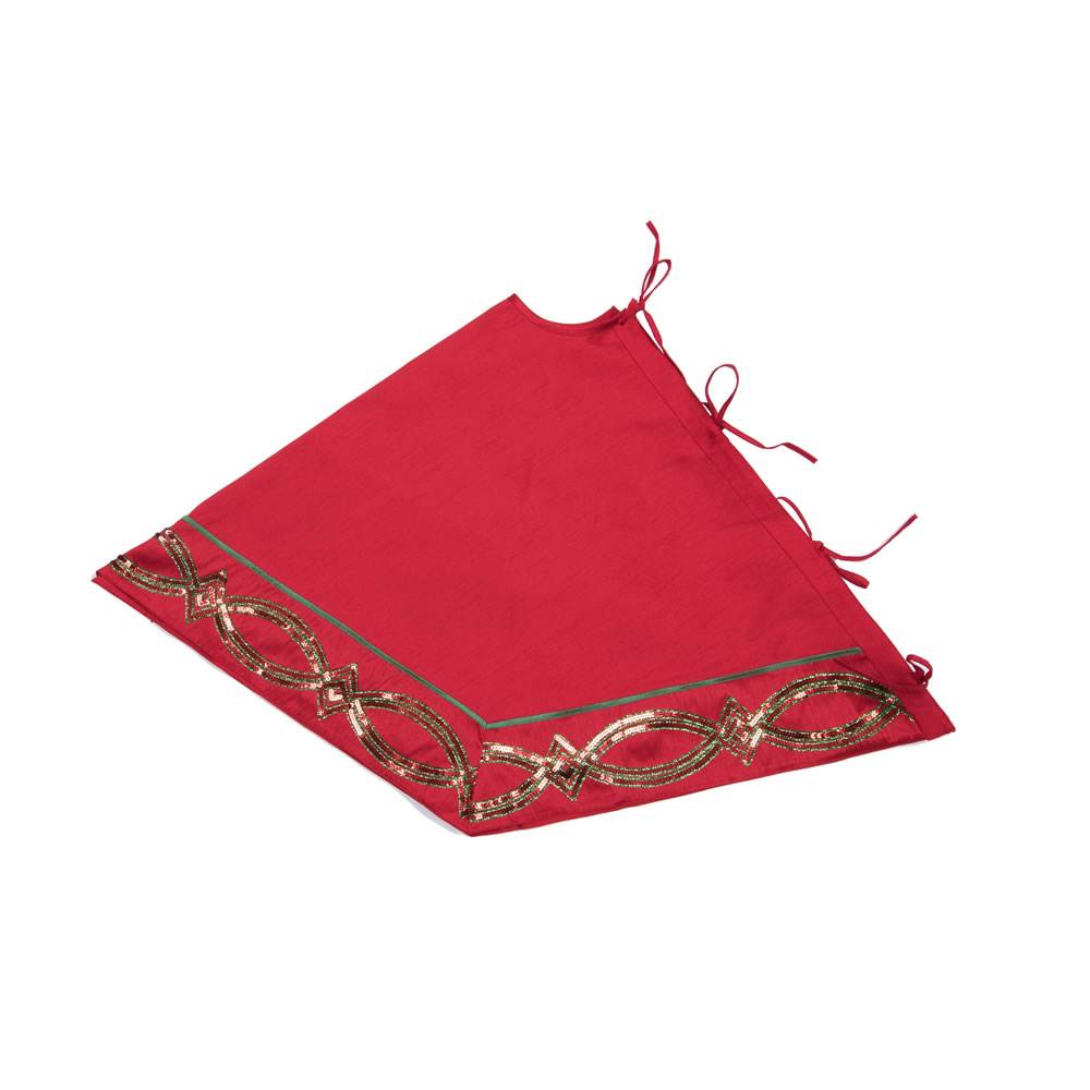 Red Sequin Decorative Christmas Swirl Table Runner