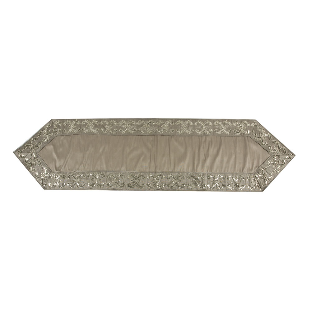 Taupe Snowflake Sequin Decorative Christmas Table Runner