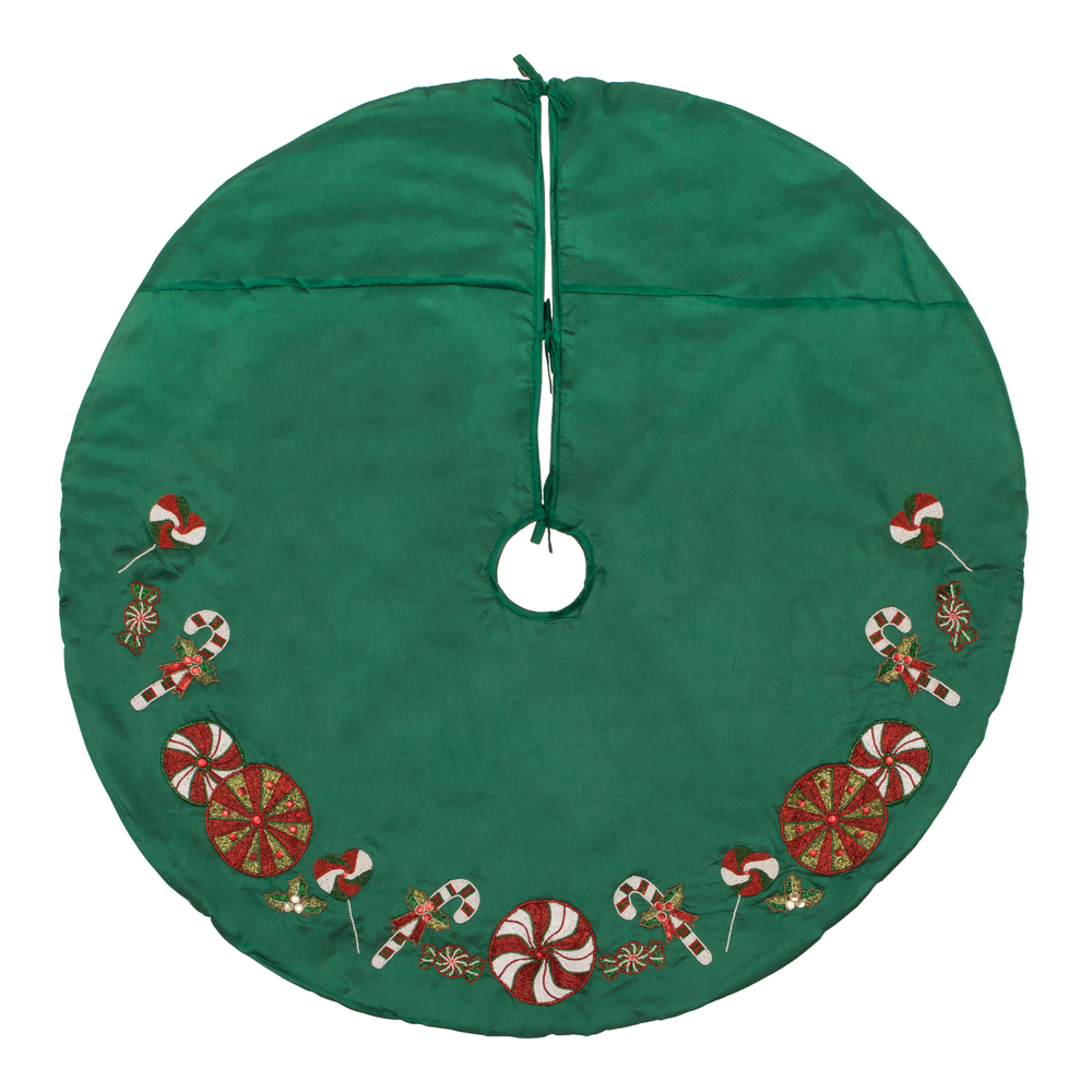 Christmastopia.com 52 Inch Green Beaded Candy Cane Decorative Christmas Tree Skirt