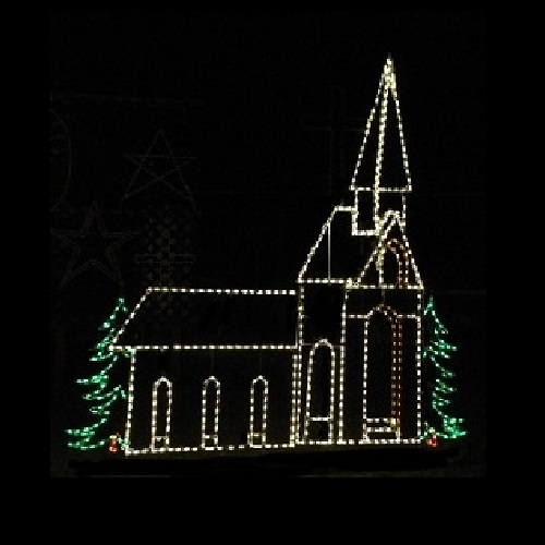 Christmastopia.com - Church with Trees LED Lighted Outdoor Lawn Decoration