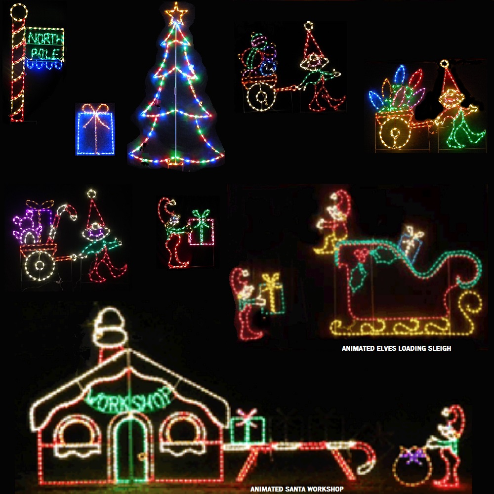 North Pole Scene LED Lighted Outdoor Commercial Christmas Decoration