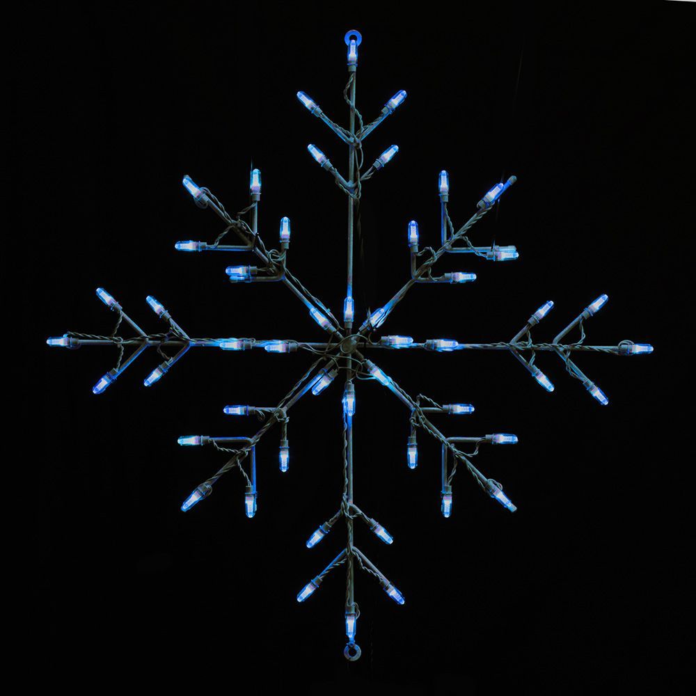 24 Inch Ice Blue LED Snowflake Lighted Christmas Decoration Set Of 3