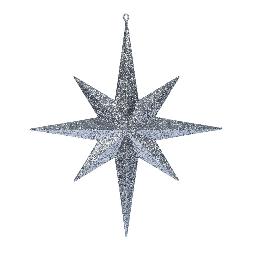 15.75 Inch Pewter Glitter Bethlehem Star Christmas Ornament