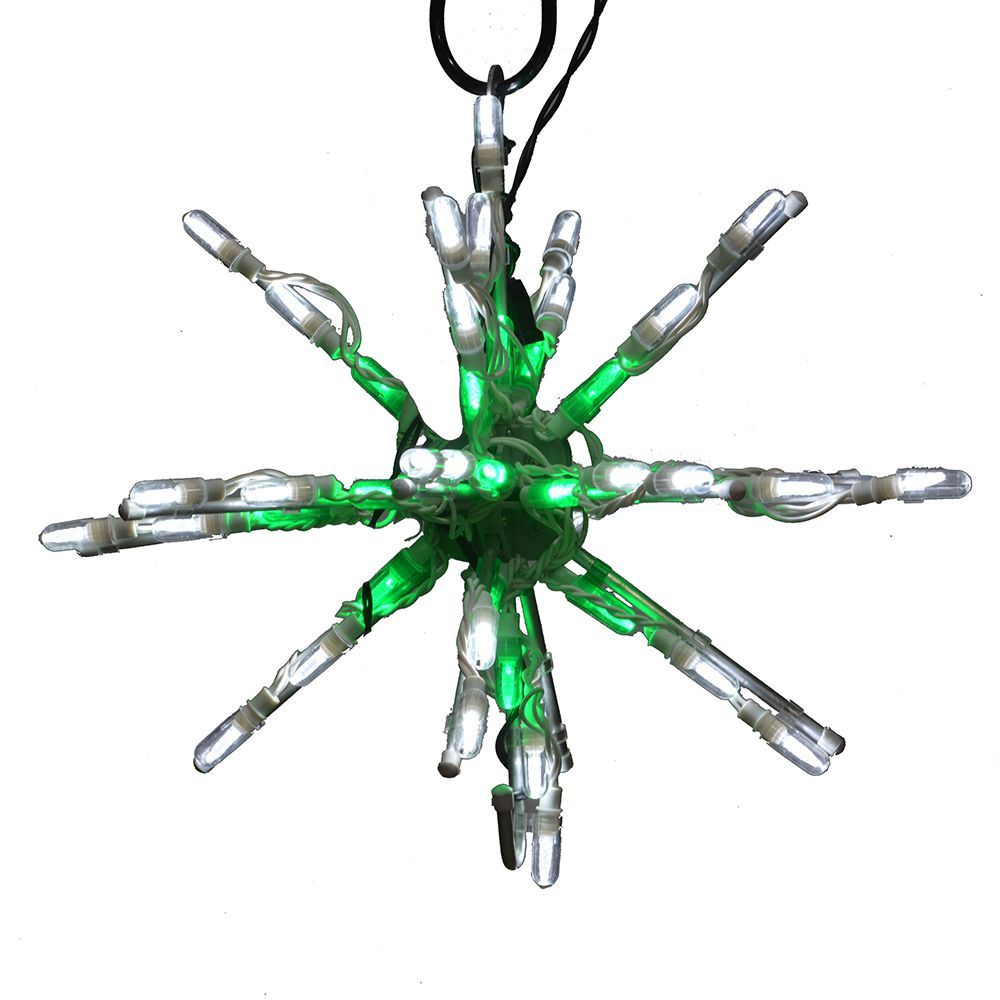 Christmastopia.com 12 Inch Starburst Green And White Color LED Lighted Christmas Decoration Set Of 3