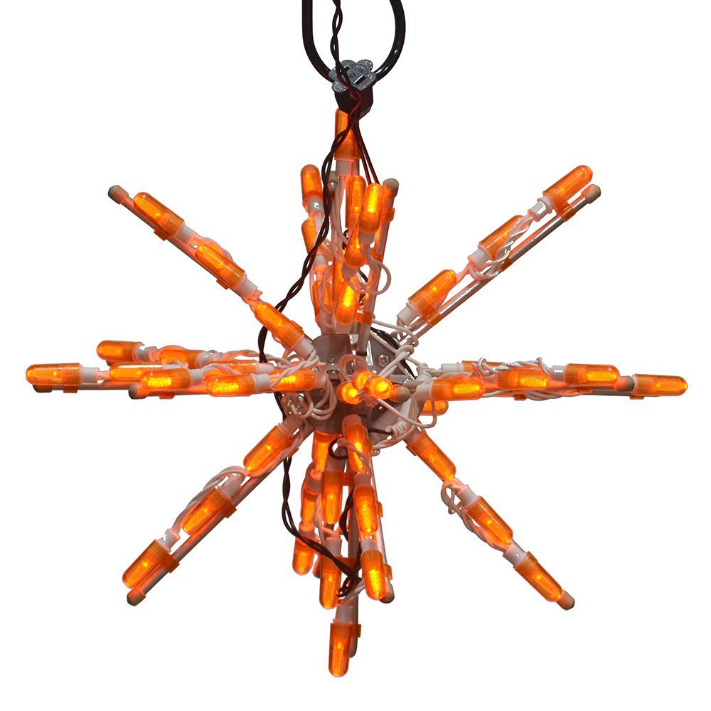 12 Inch Starburst Orange Color LED Lighted Christmas Decoration Set Of 3