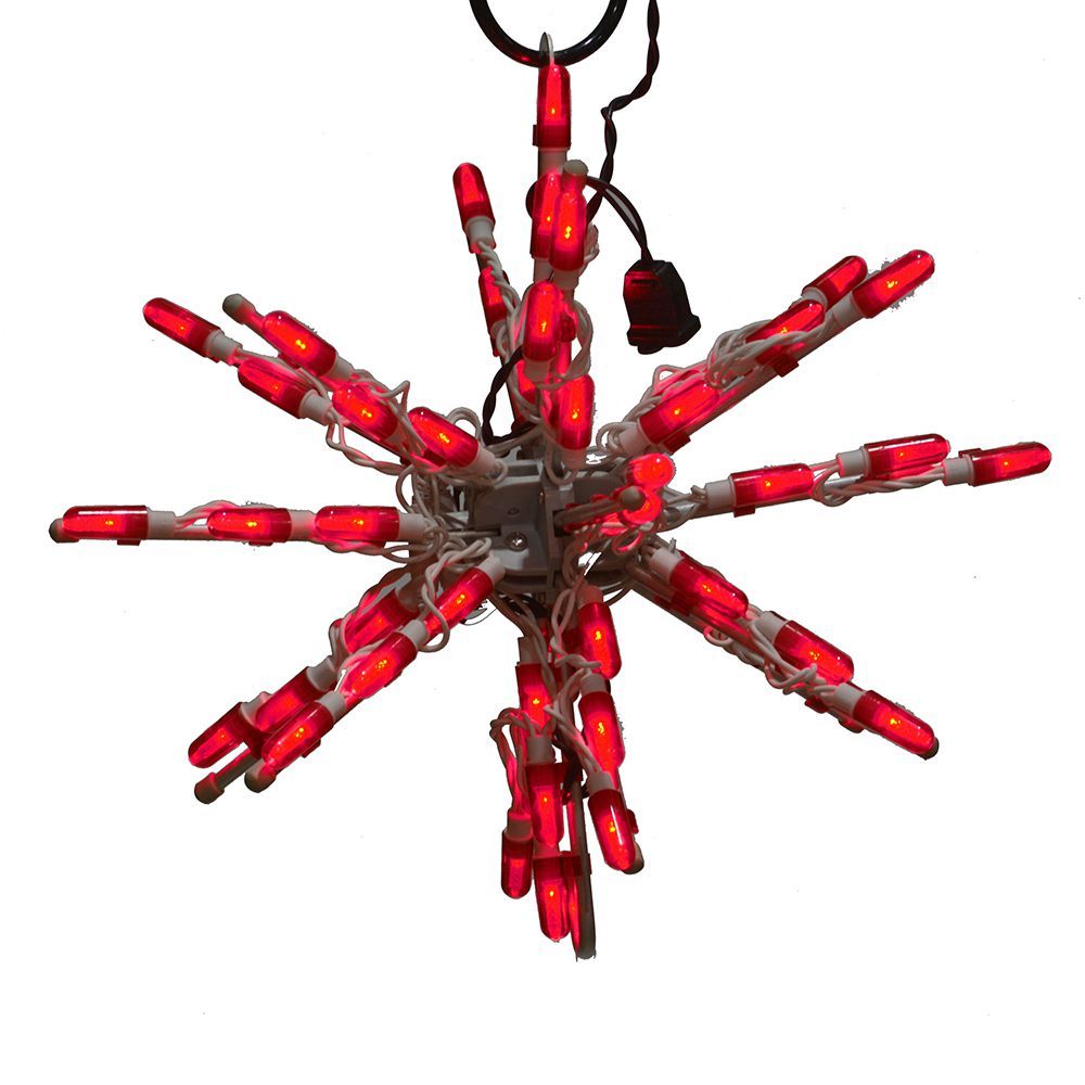 12 Inch Starburst Red Color LED Lighted Christmas Decoration Set Of 3