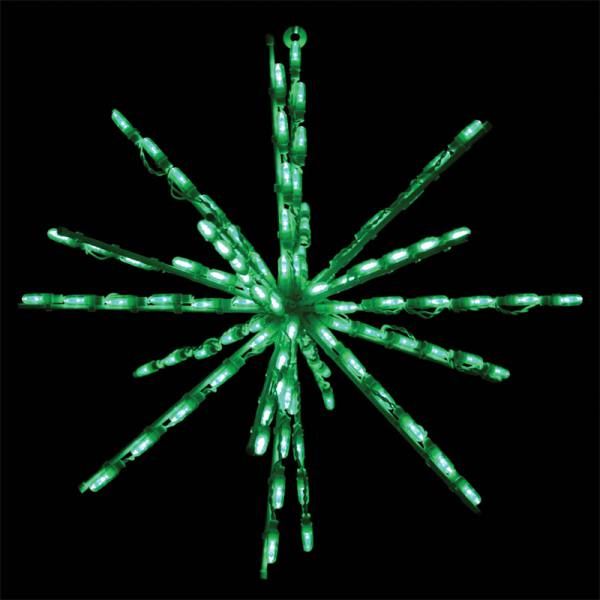24 Inch Starburst Green Color LED Lighted Christmas Decoration Set Of 3