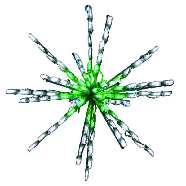 24 Inch Starburst Green And White Color LED Lighted Christmas Decoration Set Of 3