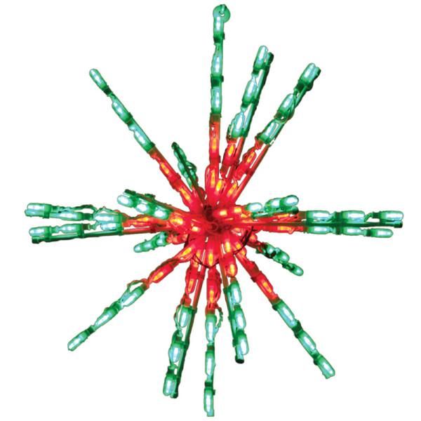 24 Inch Starburst Red And Green Color LED Lighted Christmas Decoration Set Of 3