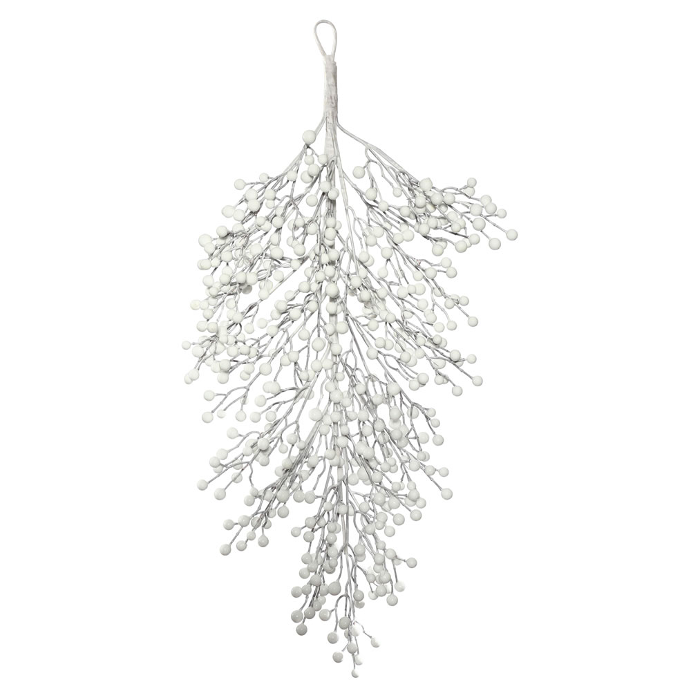 33 Inch White Berry Artificial Christmas Teardrop Unlit