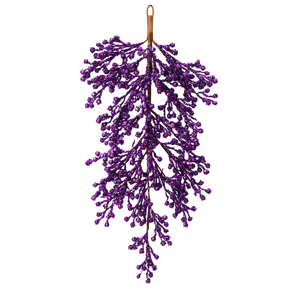 Christmastopia.com 33 Inch Purple Glitter Berry Artificial Mardi Gras Teardrop Unlit