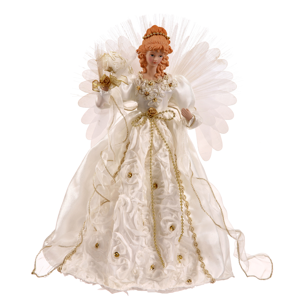 Christmastopia.com 18 Inch Angel White Gold Fiber Optic Lighted Christmas Tree Topper