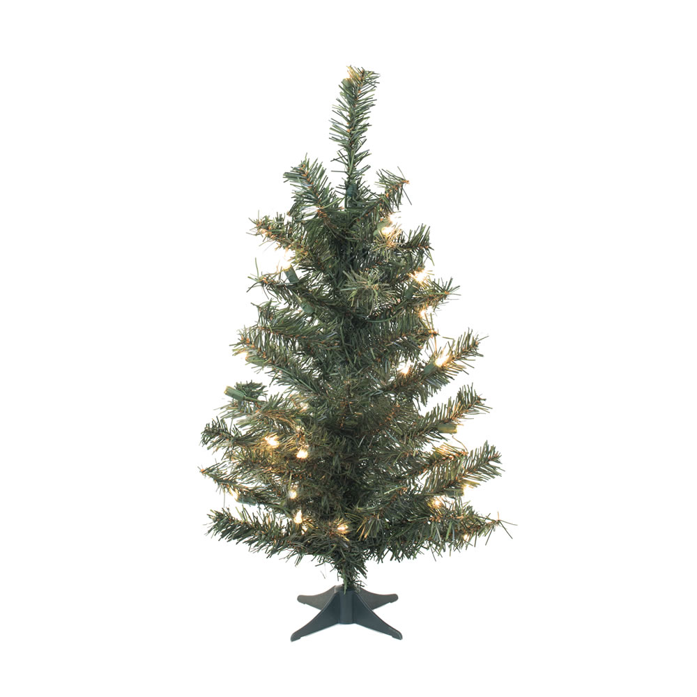2 Foot Canadian Pine Artificial Christmas Tree 35 DuraLit Incandescent Clear Mini Lights